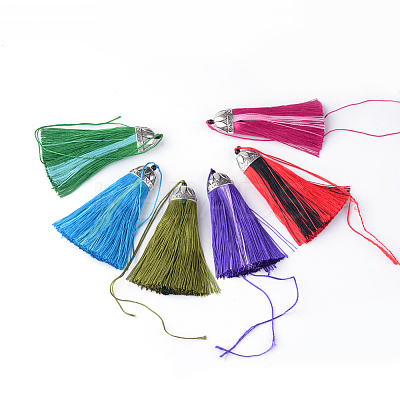 Nylon Tassel Big Pendant Decorations AJEW-Q129-M-1