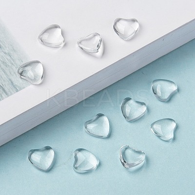 Transparent Glass Heart Cabochons GGLA-R021-8mm-1