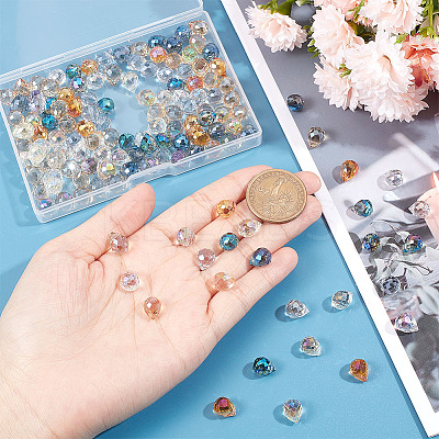 160Pcs 10 Style Transparent Glass Beads Strands GLAA-GA0001-33-1