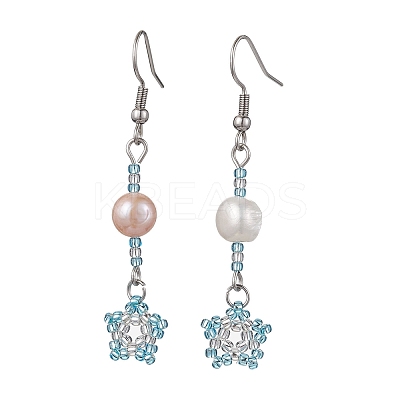 Natural Pearl Dangle Earrings EJEW-MZ00120-02-1