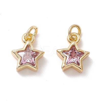 Brass Cubic Zirconia Charms FIND-Z005-02C-1
