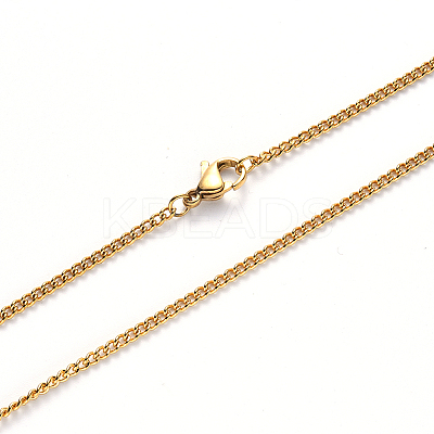 PVD Vacuum Plating 304 Stainless Steel Curb Chain Necklace NJEW-S420-001A-G-1