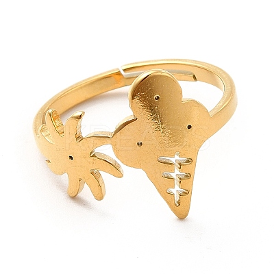 Ion Plating(IP) 201 Stainless Steel Sun & Ice Cream Adjustable Ring for Women RJEW-F131-02G-1