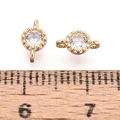 Brass Pave Cubic Zirconia Connector Charms KK-N276-04G-01-1