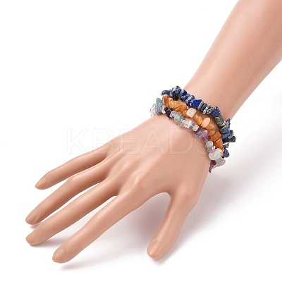 Chip Natural Gemstone Beaded Stretch Bracelets Sets X-BJEW-JB05700-1