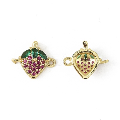 4Pcs 2 Colors Brass Pave Cubic Zirconia Fruit Connector Charms KK-FS0001-73B-1