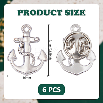 6Pcs Alloy Lapel Pin Backs JEWB-DC0001-23P-1