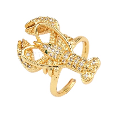 Brass Micro Pave Cubic Zirconia Cuff Rings LS-RJEW-C145-01A-G-1