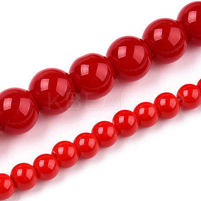 Opaque Solid Color Glass Beads Strands GLAA-T032-P6mm-04-1
