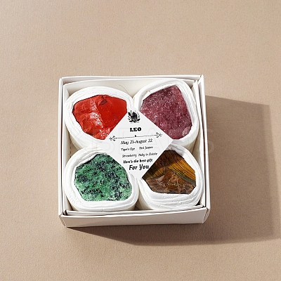 4Pcs 12 Zodiac Signs Series Natural Mixed Gemstone Decorations DJEW-B016-05-1