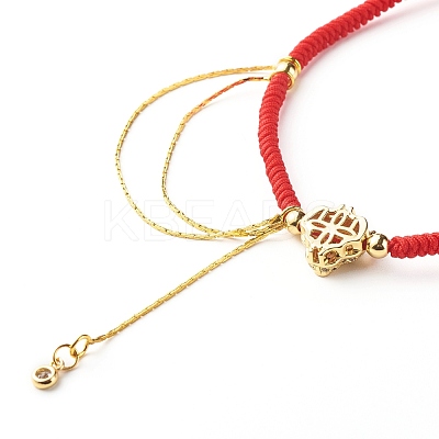 Leopard & Chain Brass Micro Pave Cubic Zirconia Bracelet for Girl Women BJEW-JB06979-1