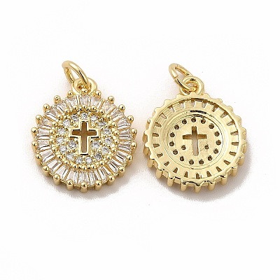 Rack Plating Brass Cubic Zirconia Pendants KK-G456-13G-1