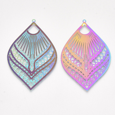 Ion Plating(IP) 304 Stainless Steel Filigree Big Pendants STAS-S108-35-1