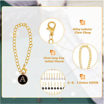 Flat Round with Letter A~Z Alloy Enamel Pendant Decorations HJEW-AB00371-1