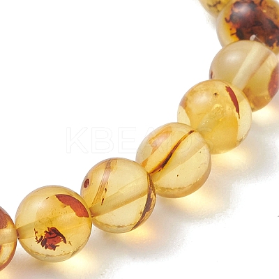 Natural Amber Round Beads Stretch Bracelets for Women Men BJEW-JB13379-1