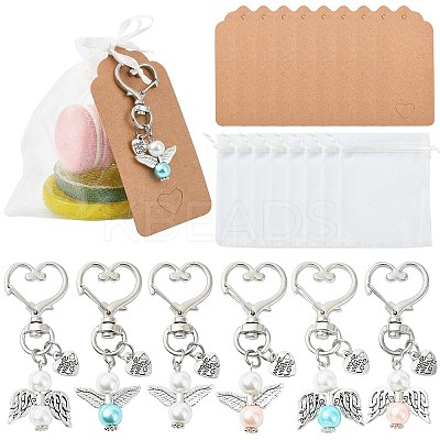 Pearlized Glass Pearl & Alloy Pendant Decorations HJEW-CJ00071-1