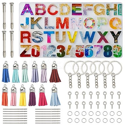 1Pcs Initial Letter A~Z & Number 0~9 Silicone Pendant Mold for KeyChain Making DIY-YW0008-10-1