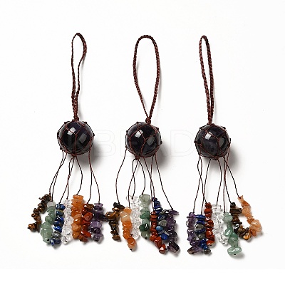 Natural Amethyst Round Pendant Decorations G-G997-A05-1