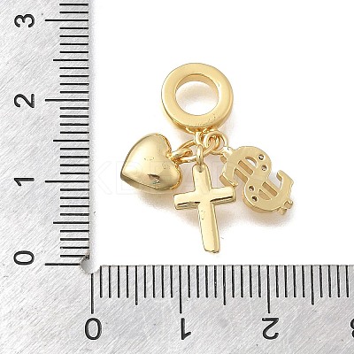 Brass Micro Pave Clear Cubic Zirconia European Dangle Charms KK-D431-033C-G-1