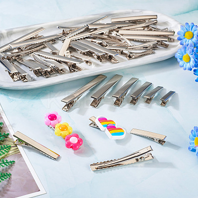 70Pcs 7 Styles Iron Flat Alligator Hair Clip Findings IFIN-TA0001-69-1