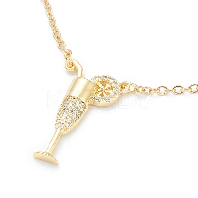 Brass Micro Pave Clear Cubic Zirconia Pendant Necklaces NJEW-F281-03-1