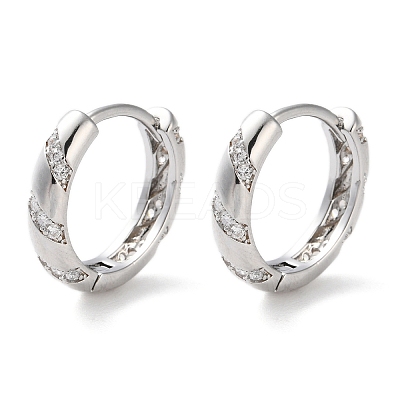 Brass Micro Pave Clear Cubic Zirconia Hoop Earrings EJEW-C121-01P-1