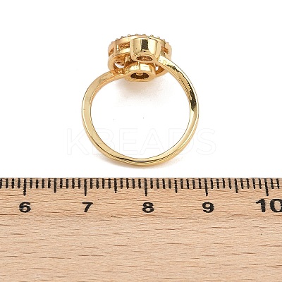 Rotatable Brass Micro Pave Cubic Zirconia Open Rings for Women RJEW-K305-01G-1