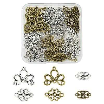 60Pcs 6 Styles Tibetan Style Links/Connectors TIBE-YW0001-68-1-1