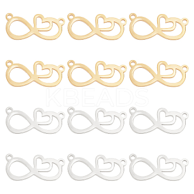 12Pcs 2 Color 201 Stainless Steel Pendants STAS-UN0032-45-1
