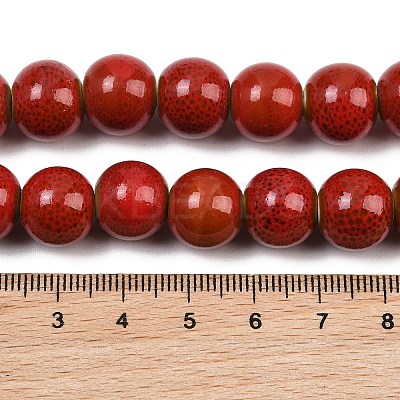 Handmade Fancy Antique Glazed Porcelain Ceramic Round Beads Strands PORC-L019-13mm-08-1