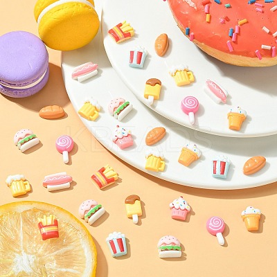 100Pcs 10 Styles Opaque Resin Imitation Food Cabochons RESI-CJ0003-64-1