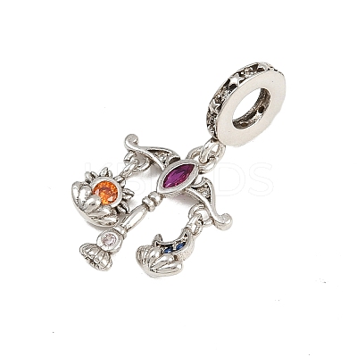 Brass Colorful Rhinestone European Dangle Charms LS-KK-P324-07P-1