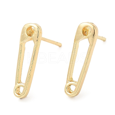 Safety Pin Shape Alloy Stud Earrings for Men Women PALLOY-Q447-16LG-1