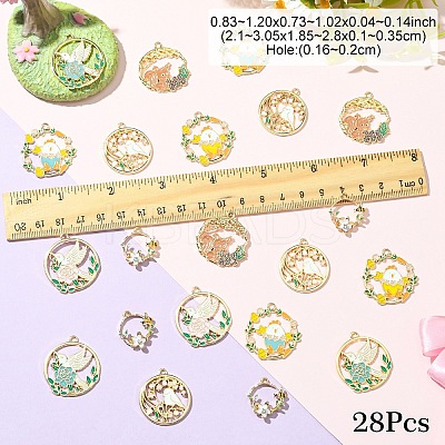 28Pcs 7 Styles Alloy Enamel Pendants ENAM-YW0004-90-1