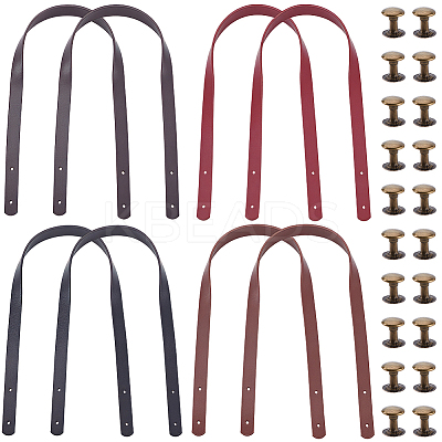 8 Bags 4 Colors PU Leather Bag Handles FIND-CL0001-50B-1