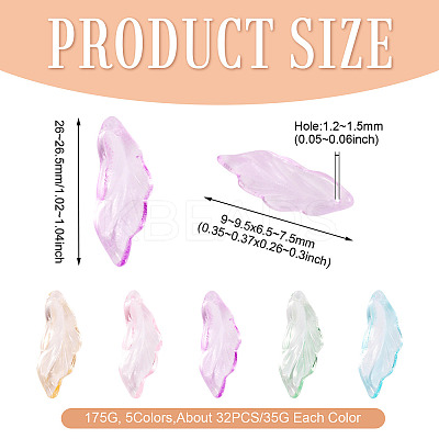 175G 5 Colors Baking Paint Transparent Glass Pendants DGLA-TA0001-40-1