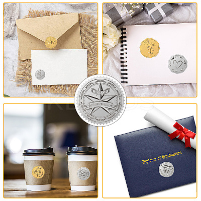 Round Silver Foil Embossed Picture Stickers DIY-WH0503-020-1