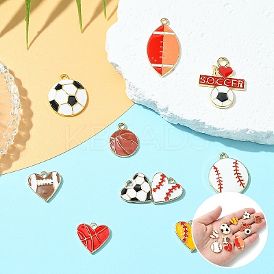 10Pcs 10 Styles Sports Style Balls Alloy Enamel Pendants ENAM-YW0004-55-1
