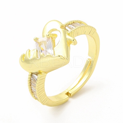 Cubic Zirconia Heart Adjustable Ring KK-A180-30G-1