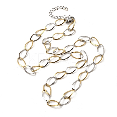 304 Stainless Steel Teardrop Link Chain Necklaces for Women Men NJEW-A058-02GP-1
