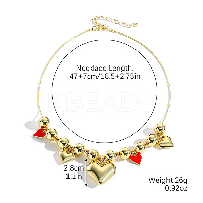CCB Plastic Heart Pendant Bib Necklaces with Alloy Clasps for Women FS-WGB3FE7-07-1