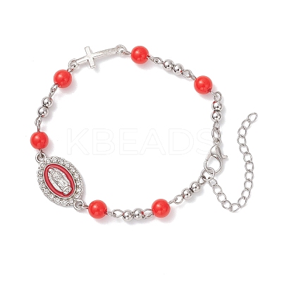 Zinc Alloy Enamel Link Bracelets BJEW-JB12751-02-1