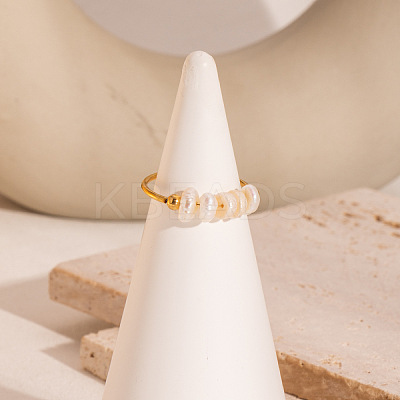 French Style Freshwater Pearl Stainlee Steel Finger Rings for Women OM4825-1
