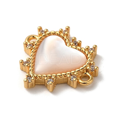 Rack Plating Brass Micro Pave Clear Cubic Zirconia Connector Charms KK-K345-17G-1