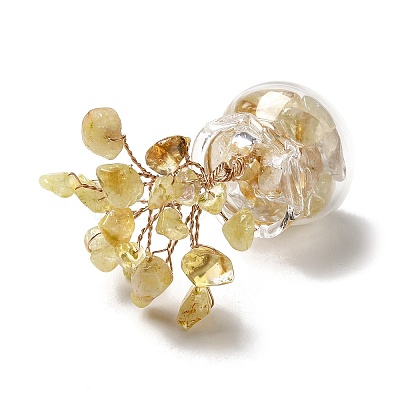 Natural Yellow Quartz Chips Tree Decorations DJEW-Z007-02F-1