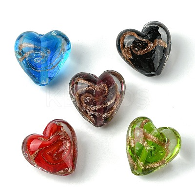 Handmade Gold Sand Lampwork Beads FOIL-B001-06-1