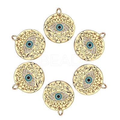 6Pcs Brass Micro Pave Clear Cubic Zirconia Pendants ZIRC-SZ0001-74-1