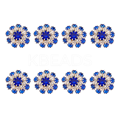 8Pcs 1-Hole Golden Tone Alloy Rhinestone Shank Buttons BUTT-DC0001-08-1