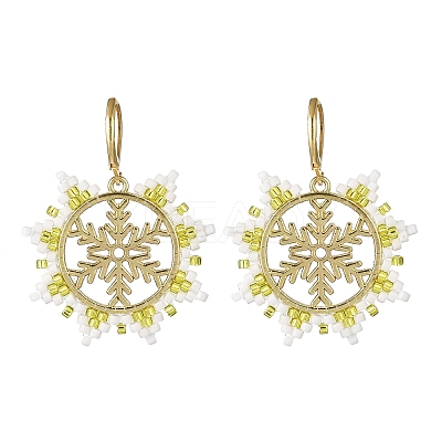 Snowflake 304 Stainless Steel Leverback Earrings EJEW-MZ00496-01-1