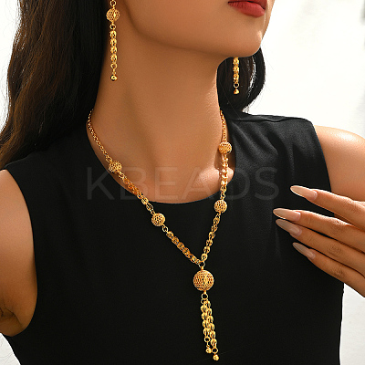 Vintage Alloy Hollow Round Tassel Earrings & Necklaces for Women KT6251-1